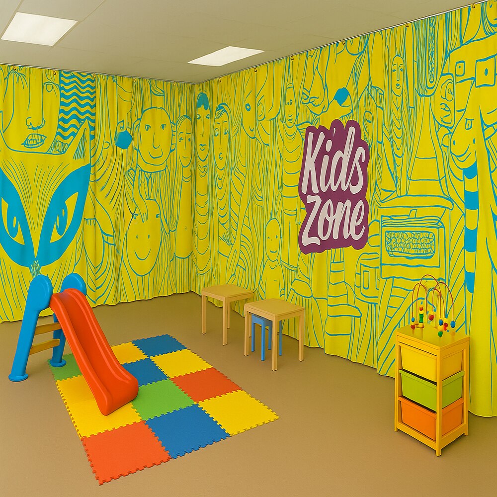 Smooth Wall Fabric Graphic Panels — Graphic Panels with Black Grommets and Hooks Graphic Package